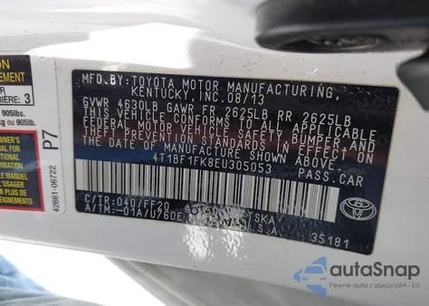 2014 Toyota Camry Se from USA, damaged, VIN 4T1BF1FK8EU305053